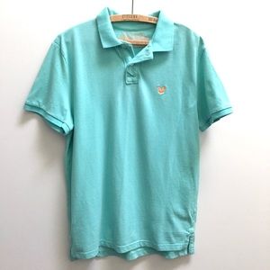 AE American Eagle polo shirt men’s top medium pastel teal ocean blue orange